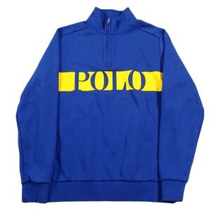 Polo Ralph Lauren 1/4 Zip Sweatshirt Boys XL‎ 18-20 Blue Spellout Logo